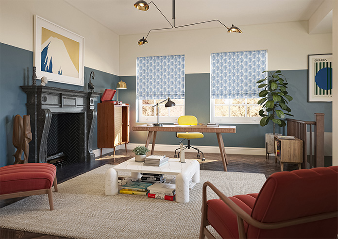 Gentle Palm, Navy - Roman Blind - Image 6